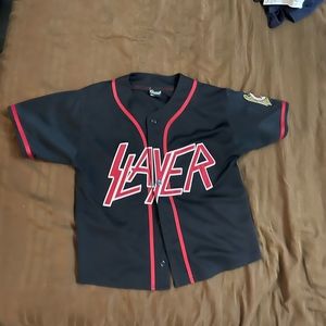 One of a kind Slayer item. Medium lock baseball uniform button up shirt.